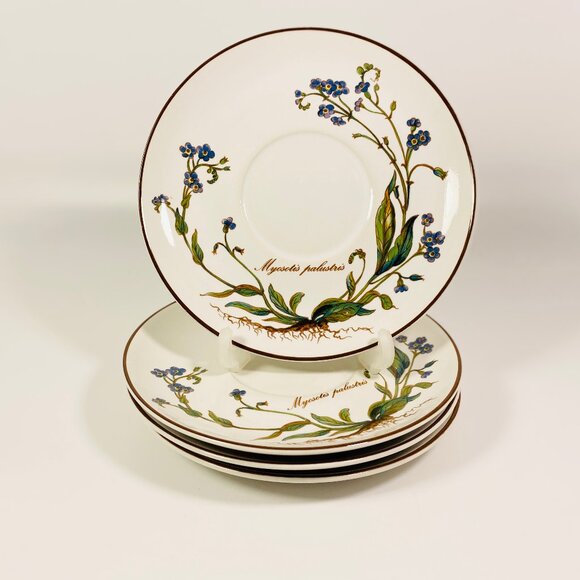 Set of 4 Villeroy & Boch Botanica Myosotis Palustris w/root Saucers 6" Plates - Picture 1 of 6